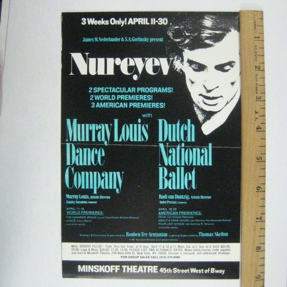 Nureyev FLYER April 1978 Murray Louis Dance Company Dutch National Ballet - Picture 2 of 2